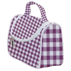 Straight Purple White Small Plaids  Satchel Handbag by ConteMonfrey