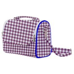 Straight Purple White Small Plaids  Satchel Shoulder Bag by ConteMonfrey