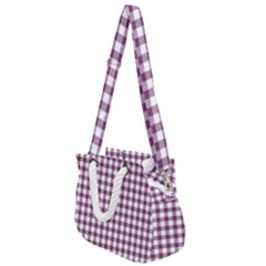 Straight Purple White Small Plaids  Rope Handles Shoulder Strap Bag by ConteMonfrey