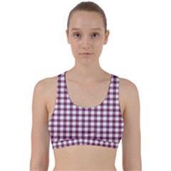 Straight Purple White Small Plaids  Back Weave Sports Bra by ConteMonfrey