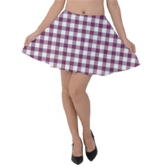 Straight Purple White Small Plaids  Velvet Skater Skirt by ConteMonfrey