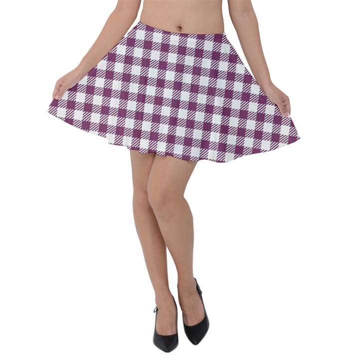 Straight Purple White Small Plaids  Velvet Skater Skirt