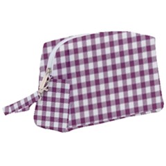 Straight Purple White Small Plaids  Wristlet Pouch Bag (large) by ConteMonfrey