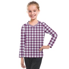 Straight Purple White Small Plaids  Kids  Long Mesh Tee