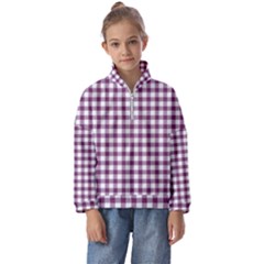 Straight Purple White Small Plaids  Kids  Half Zip Hoodie by ConteMonfrey