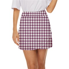 Straight Purple White Small Plaids  Mini Front Wrap Skirt by ConteMonfrey