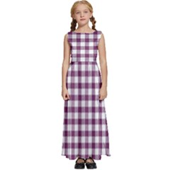 Straight Purple White Small Plaids  Kids  Satin Sleeveless Maxi Dress by ConteMonfrey