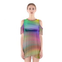 Background-rainbow Shoulder Cutout One Piece Dress by nateshop