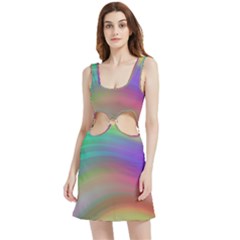 Background-rainbow Velvet Cutout Dress by nateshop