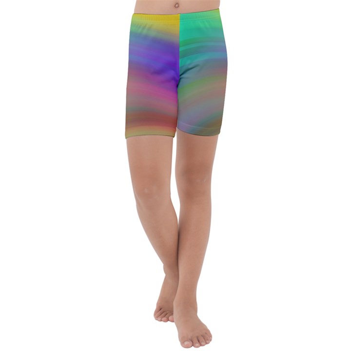 Background-rainbow Kids  Lightweight Velour Capri Yoga Leggings