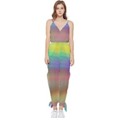 Background-rainbow Sleeveless Tie Ankle Chiffon Jumpsuit by nateshop