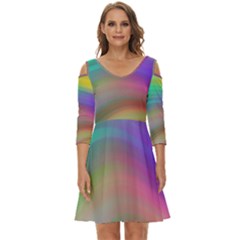 Background-rainbow Shoulder Cut Out Zip Up Dress by nateshop