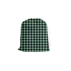 Straight Green Black Small Plaids   Drawstring Pouch (small) by ConteMonfrey