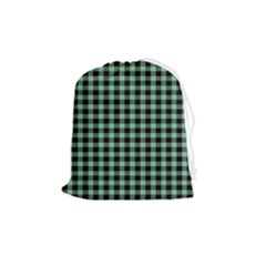 Straight Green Black Small Plaids   Drawstring Pouch (medium) by ConteMonfrey