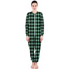 Straight Green Black Small Plaids   Onepiece Jumpsuit (ladies) by ConteMonfrey