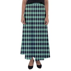 Straight Green Black Small Plaids   Flared Maxi Skirt by ConteMonfrey