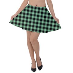 Straight Green Black Small Plaids   Velvet Skater Skirt by ConteMonfrey