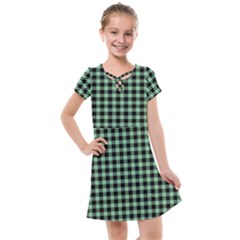 Straight Green Black Small Plaids   Kids  Cross Web Dress by ConteMonfrey