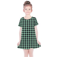 Straight Green Black Small Plaids   Kids  Simple Cotton Dress by ConteMonfrey