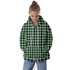 Straight Green Black Small Plaids   Kids  Oversized Hoodie by ConteMonfrey