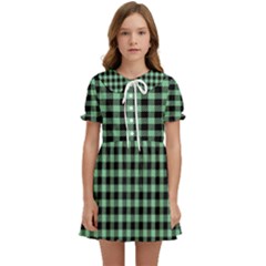 Straight Green Black Small Plaids   Kids  Sweet Collar Dress by ConteMonfrey