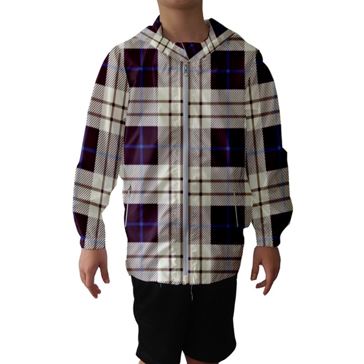 Purple, blue and white plaids Kids  Hooded Windbreaker