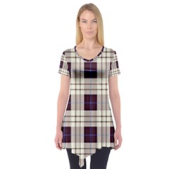 Purple, Blue And White Plaids Short Sleeve Tunic  by ConteMonfrey