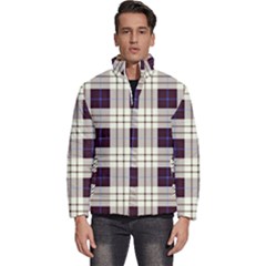 Purple, Blue And White Plaids Men s Puffer Bubble Jacket Coat by ConteMonfrey