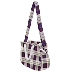 Purple, Blue And White Plaids Rope Handles Shoulder Strap Bag by ConteMonfrey