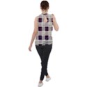 Purple, blue and white plaids Mock Neck Chiffon Sleeveless Top View2