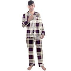 Purple, Blue And White Plaids Men s Long Sleeve Satin Pajamas Set by ConteMonfrey