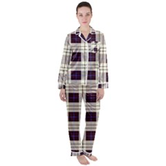 Purple, Blue And White Plaids Satin Long Sleeve Pajamas Set by ConteMonfrey