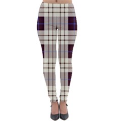 Purple, Blue And White Plaids Lightweight Velour Leggings by ConteMonfrey