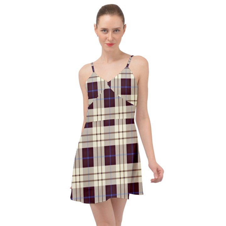 Purple, blue and white plaids Summer Time Chiffon Dress