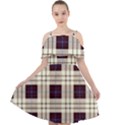 Purple, blue and white plaids Cut Out Shoulders Chiffon Dress View1