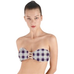 Purple, Blue And White Plaids Twist Bandeau Bikini Top by ConteMonfrey