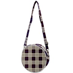 Purple, Blue And White Plaids Crossbody Circle Bag by ConteMonfrey