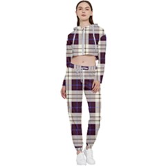 Purple, Blue And White Plaids Cropped Zip Up Lounge Set by ConteMonfrey