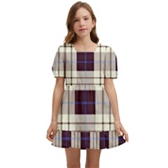 Purple, Blue And White Plaids Kids  Short Sleeve Dolly Dress by ConteMonfrey