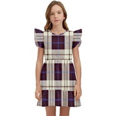 Purple, Blue And White Plaids Kids  Winged Sleeve Dress by ConteMonfrey