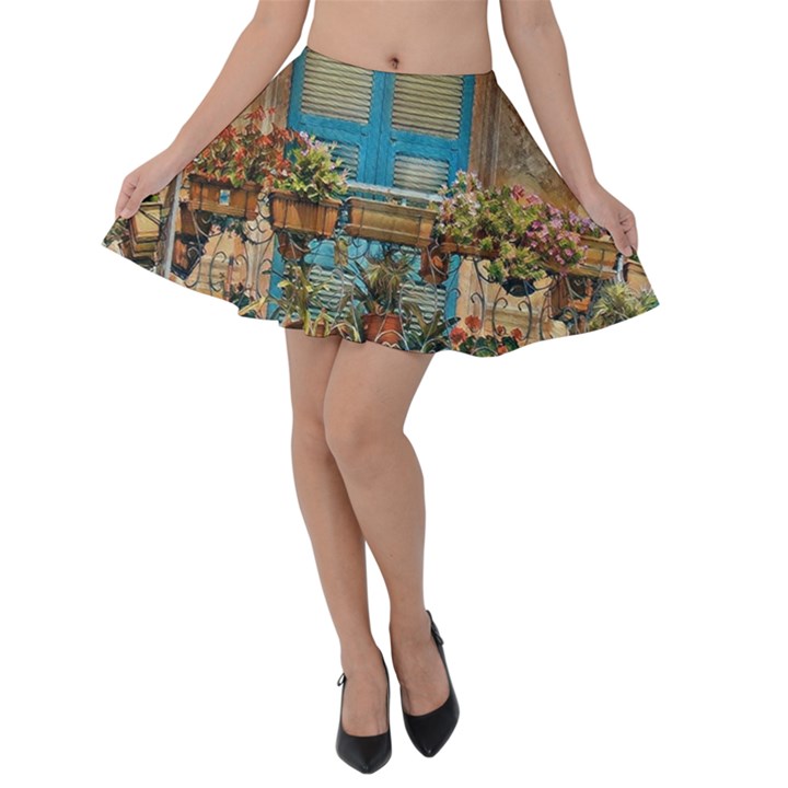 Beautiful Venice Window Velvet Skater Skirt