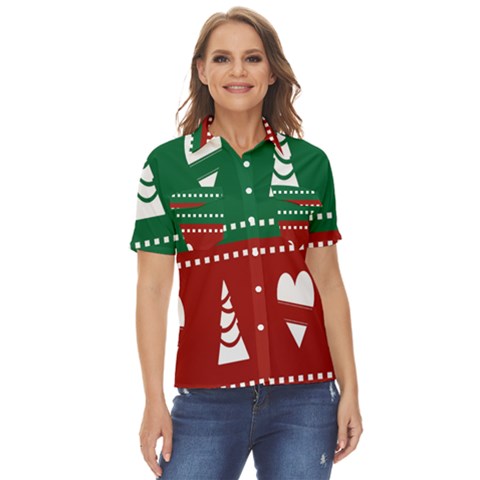 Christmas-04 Women s Short Sleeve Double Pocket Shirt by nateshop