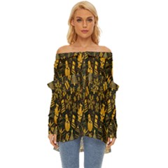 Christmas Off Shoulder Chiffon Pocket Shirt