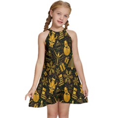 Christmas Kids  Halter Collar Waist Tie Chiffon Dress by nateshop