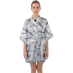 Christmas Half Sleeve Satin Kimono 