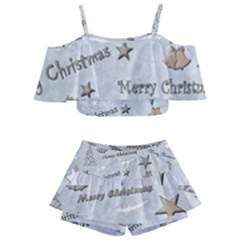 Christmas Kids  Off Shoulder Skirt Bikini