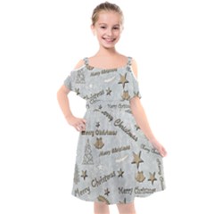 Christmas Kids  Cut Out Shoulders Chiffon Dress