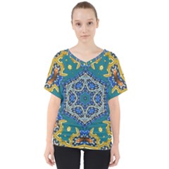 Illustration Art Pattern Design Wallpaper V-neck Dolman Drape Top by Wegoenart