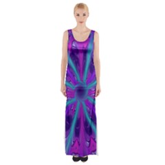 Wallpaper Tie Dye Pattern Thigh Split Maxi Dress by Wegoenart