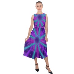 Wallpaper Tie Dye Pattern Midi Tie-back Chiffon Dress by Wegoenart